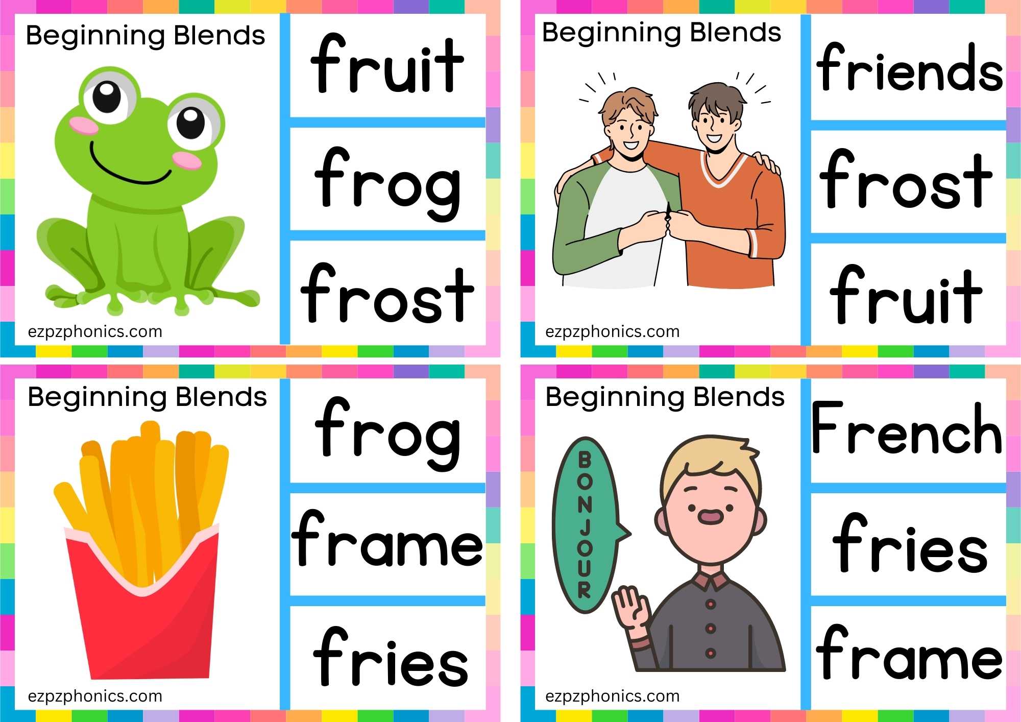 FR Beginning Blends Clip Cards Look At The Image And Clip The Correct Word Set 2